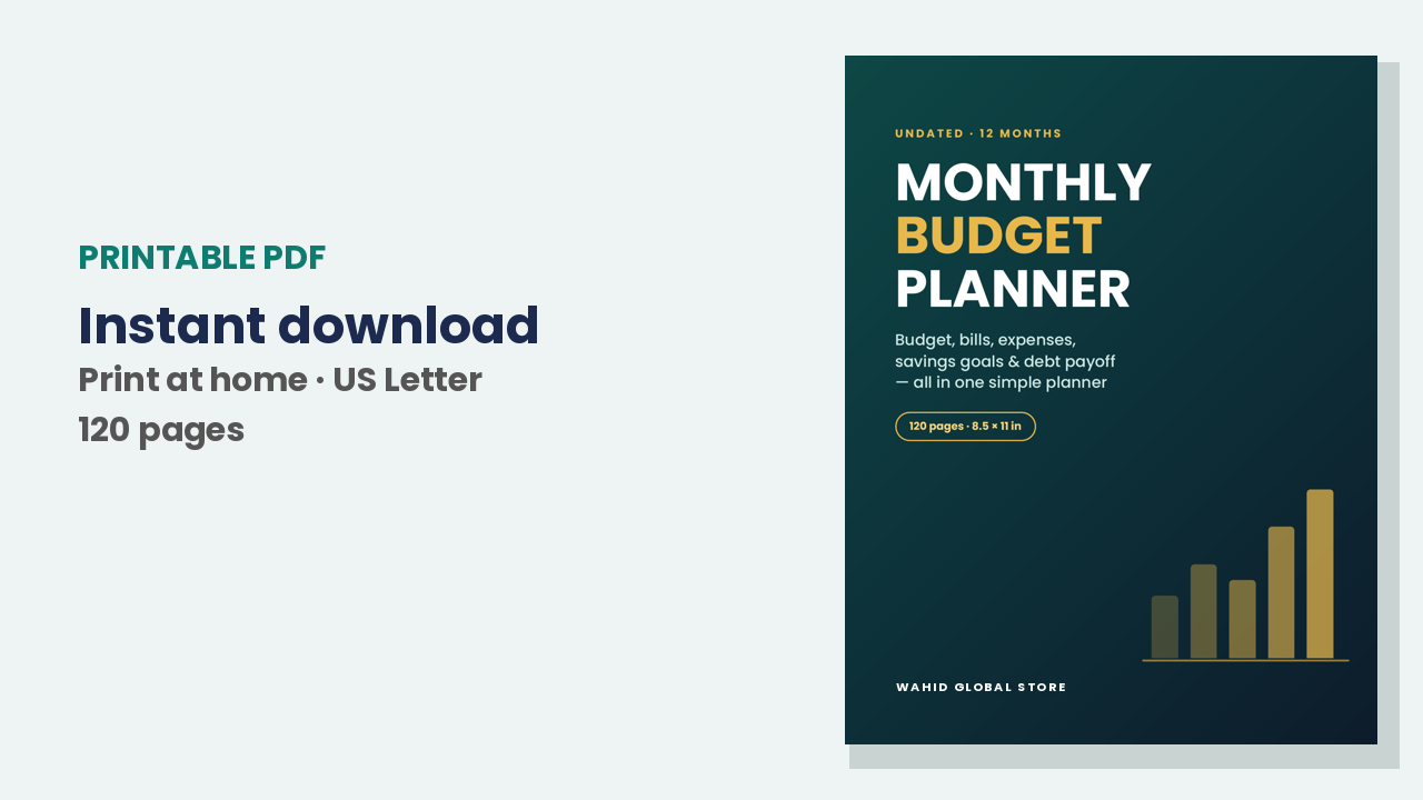 Monthly Budget Planner – undated budget book by Wahid Global Store